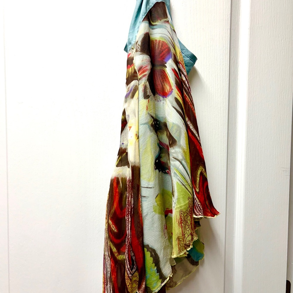 Rangoon 100%Silk Layered Skirt, One of a Kind Abstract Art Creation Da-Nang - Picture 10 of 17